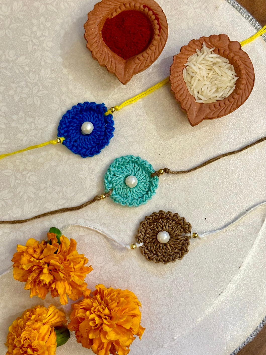 Set of 3 Phulwari Crochet Rakhi